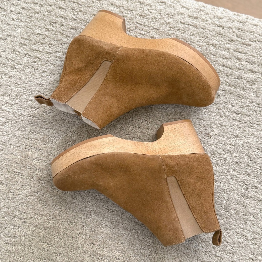 Andre Assous Chestnut Suede Platform Wedge Booties